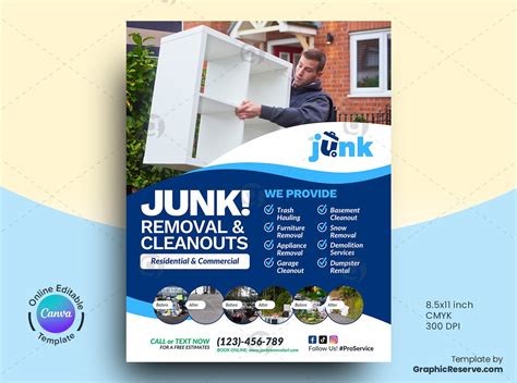 Junk Removal Flyer Design Canva Template Graphic Reserve