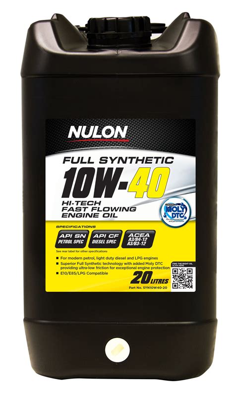 Nulon Full Synthetic 10w40 Hi Tech Fast Flowing Engine Oil 20 Litre
