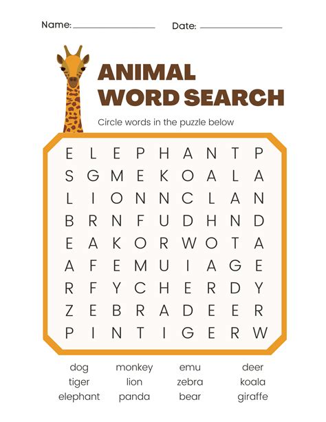 Simple Word Search Printable