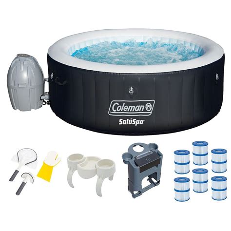 Coleman Saluspa 4 Person Inflatable Spa Hot Tub With Accessories And Cleaning Kit