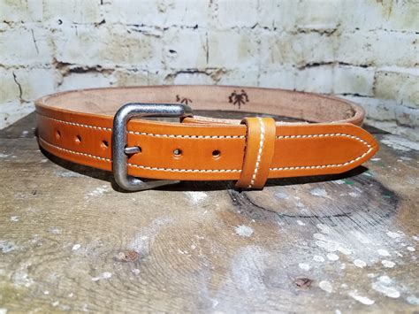 Super Heavy Duty Stitched Mens Leather Belt Size 38 Tanand Brown The