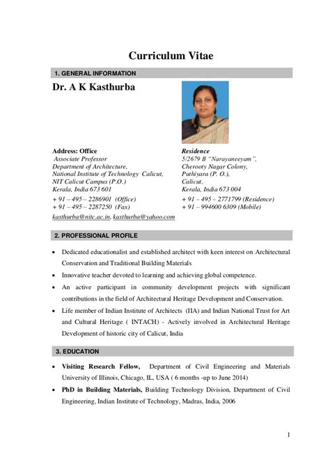 Let's take a look at the indian resume format! Cv kasthurba-nitc-india