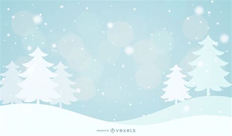 Snowy Trees And Snowflakes Background Vector Download