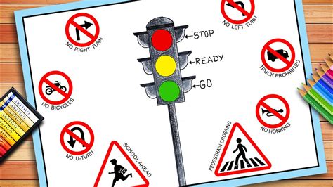 Traffic Signals Drawing Traffic Signals Chart Road Safety Rules