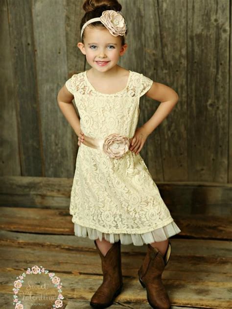 Cream Flower Girl Dress Lace Baby Dress Rustic Flower Girl Dress