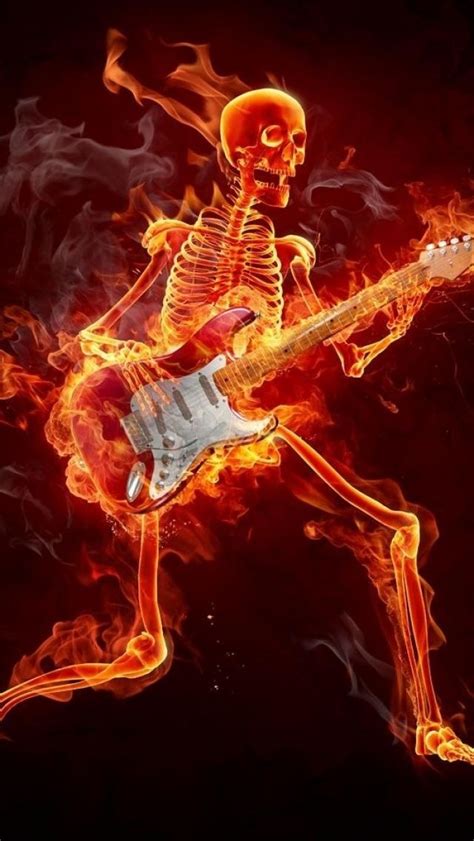 Skeletonfirepartage Of Makayla Rider Guitar Art Fire