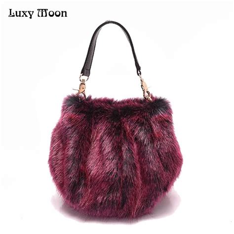 Buy Luxy Moon Faux Fur Women Handbags Bucket Plush Purse Winter Portable Fur
