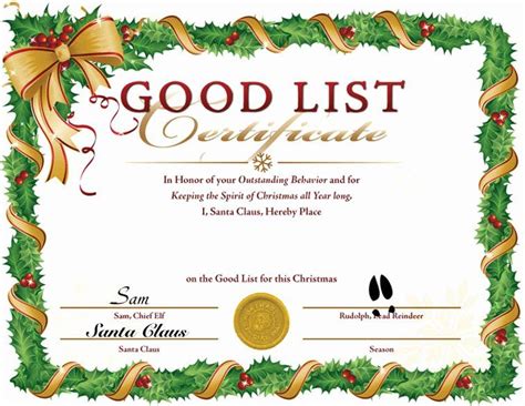 Instantly download & personalize this printable santa's nice list certificate template. Santa Gift Certificate Template Inspirational Free Santa S ...
