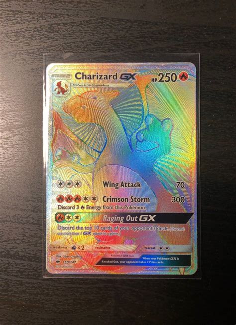 Mint Condition Charzard Rainbow Rare Gx Card From Burning Shadows