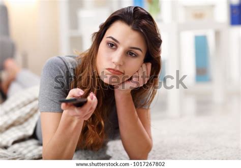 Picture Beautiful Young Woman Relaxing Home Stock Photo Edit Now