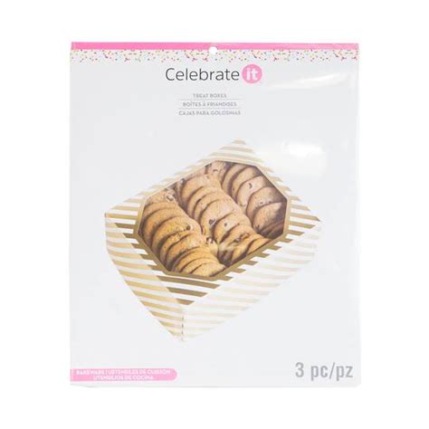 Gold And White Striped Treat Boxes By Celebrate It® Treat Boxes Michaels