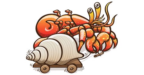Deal a blow to someone; Hermit crab goes out of its shell but keeps it very close ...