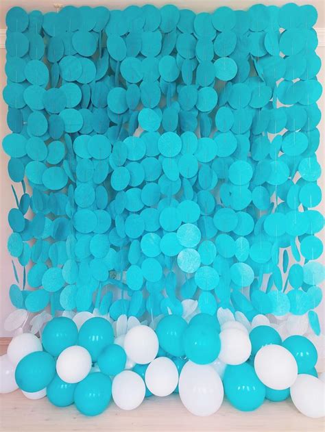 Turquoise Ombre Paper Circle Garlandbirthday Backdropbaby Etsy In