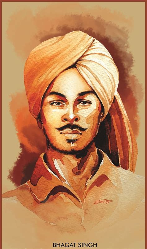 Bhagat Singh Original Photo With Indian Flag Hd