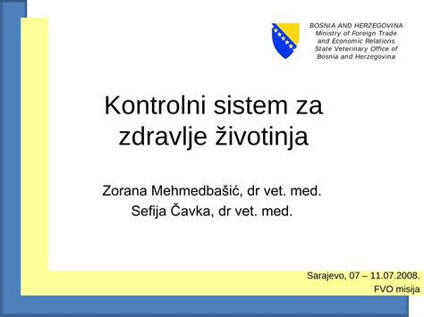 Pdf Kontrolni Sistem Za Zdravlje Ivotinja Vet Gov Ba Sistem Za