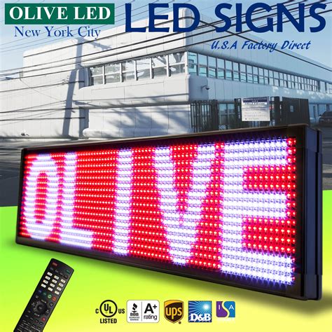 Olive Led Sign 3color Rwp 12x31 Ir Programmable Scroll Message