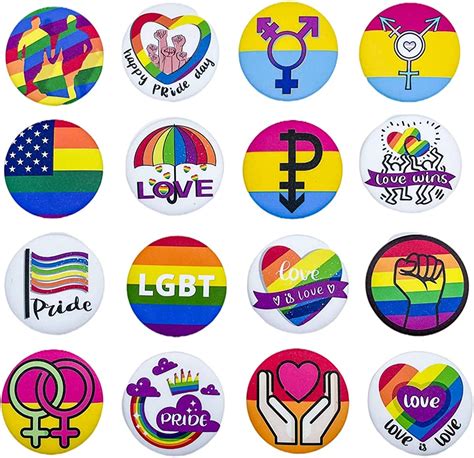 57 Pcs Pride Day Rainbow Pins Buttons Love Gay Gay