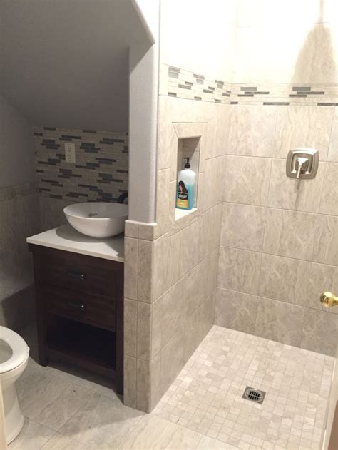 Turned our half bath into 3/4 bath by putting shower in where sink was