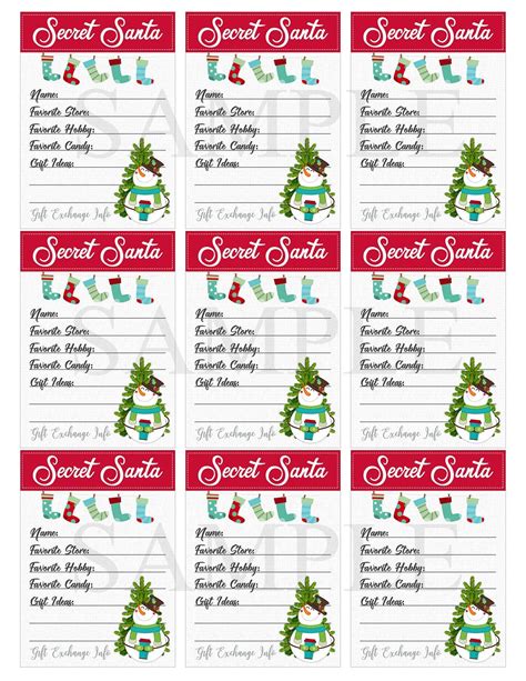 Secret Santa T Exchange Printable Pdf Christmas Party T List