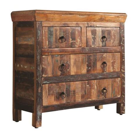 Pine is already a yellow colored wood, so stain takes even yellower. Reclaimed Wood Accent Cabinet With 4 Drawers 950366 ...