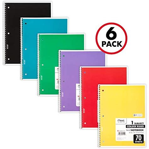 Mead Spiral Notebooks 1 Subject College Ruled Paper 70 Sheets 10 1