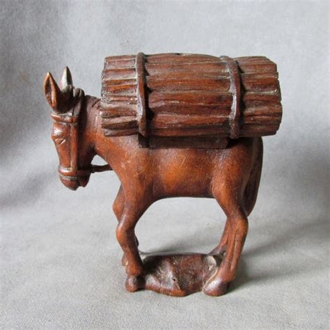 Adorable Vintage Folk Art Hand Carved Donkey Jackass By Neatcurios