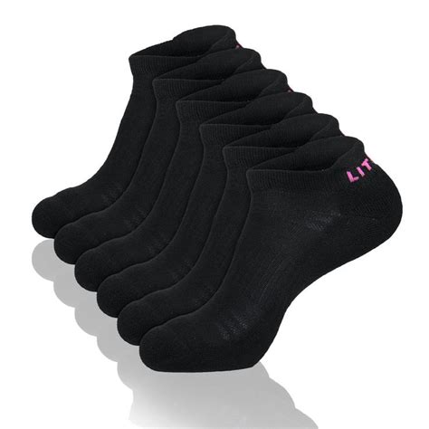 LITERRA Womens 6 Pack Hidden Athletic Cushion Single Tab Running Socks