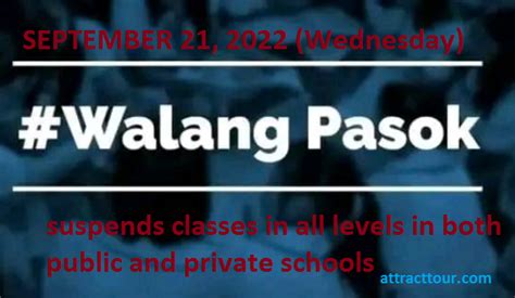 WalangPasok Class Suspensions On September 21 2022 AttractTour