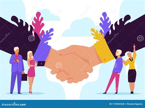 Handshake Concept Cartoon Business Partnership And Agreement