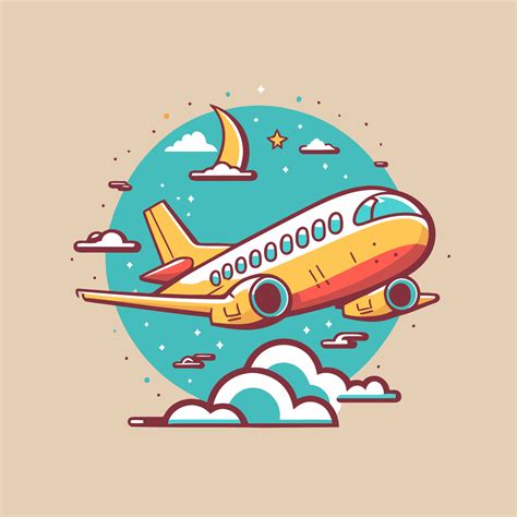 Airplane Travel Logo Background Flat Color Vector Cartoon Style