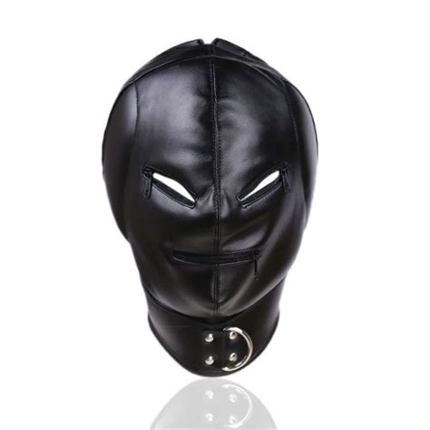 head restraints harness mask bdsm bondage gimp leather padded hood blindfold cosplay sex toys