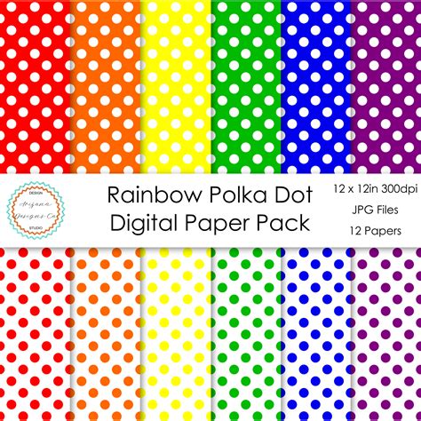 Rainbow Polka Dot Digital Paper Pack