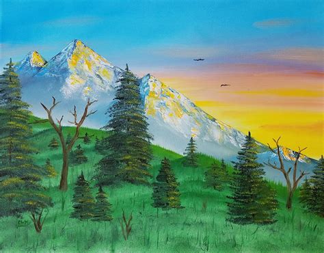 Mountain Sunset Painting By Wayne Lown