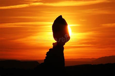 Sunset At Balanced Rock In Arches Np Stock Image Image Of Arches