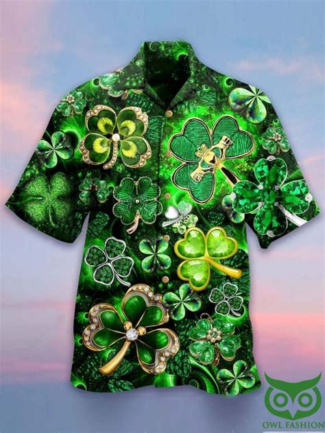 Saint Patrick Shamrock Irish Leaf Diamond Hawaiian Shirt Meteew