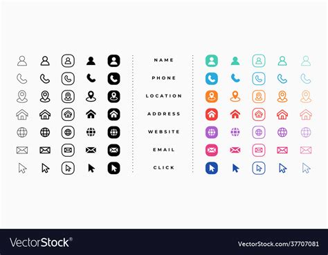 Collection Business Card Icons In Various Vector Image