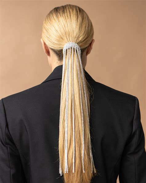 Long Tassel Rhinestone Hair Chain Ponytail Hair Chain Etsy