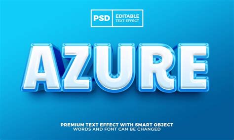 Premium Psd Blue Azure 3d Editable Text Effect