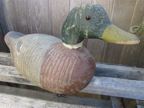 Antique Victor Mallard Duck Decoy With Glass Eyes Hand Carved Etsy