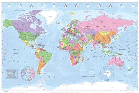 World Map Classroom Educational Learning Reference Geography Poster