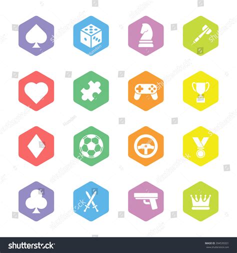 Colorful Flat Game Icon Set On Stock Vector Royalty Free 394539331