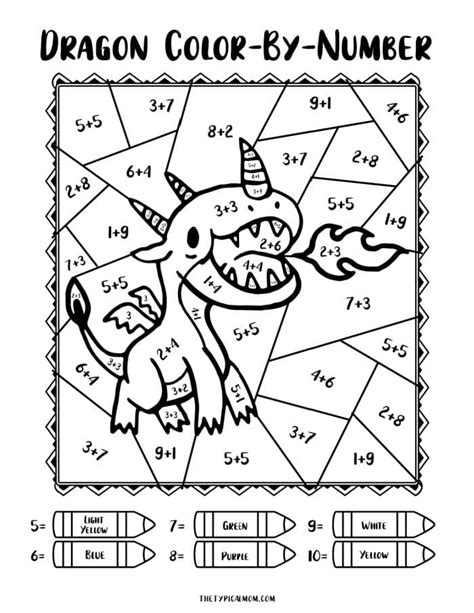Free Color By Number Dragon Printables