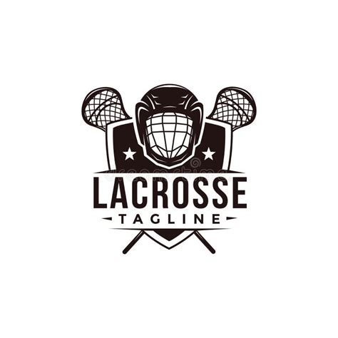 Lacrosse Sport Logo With Lacrosse Stick And Shield Vector Icon Stock