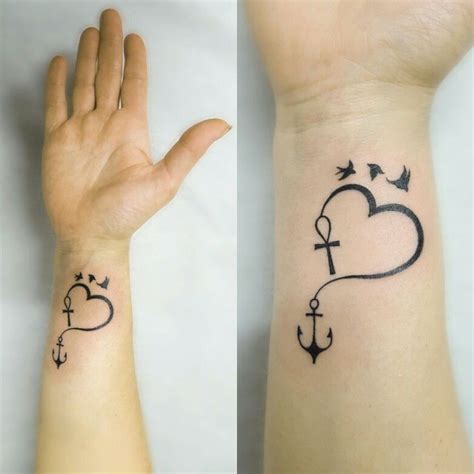 Small Tattoo Heart With Anchor Black And White Inkgirls Tattoos