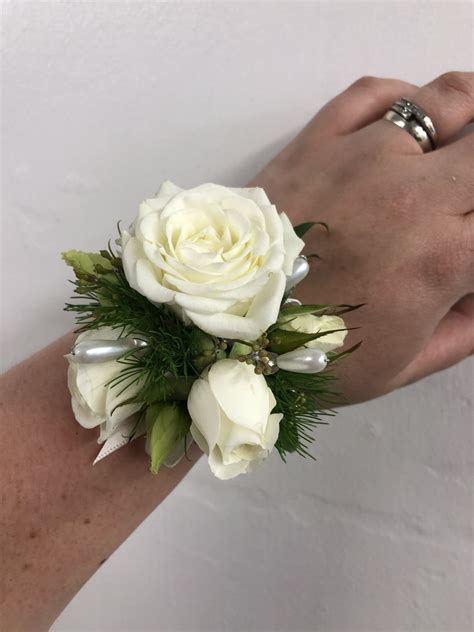 Simple Ivory Rose Wrist Corsage Wrist Corsage Prom Prom Flowers