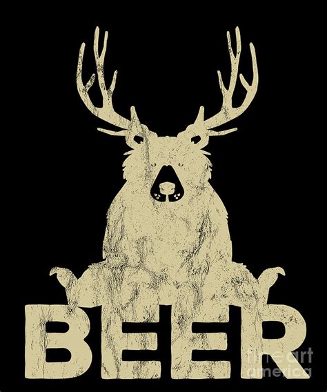 Vintage Bear Deer Beer Funny Drawing By Noirty Designs Fine Art America