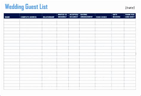 Excel Guest List Template