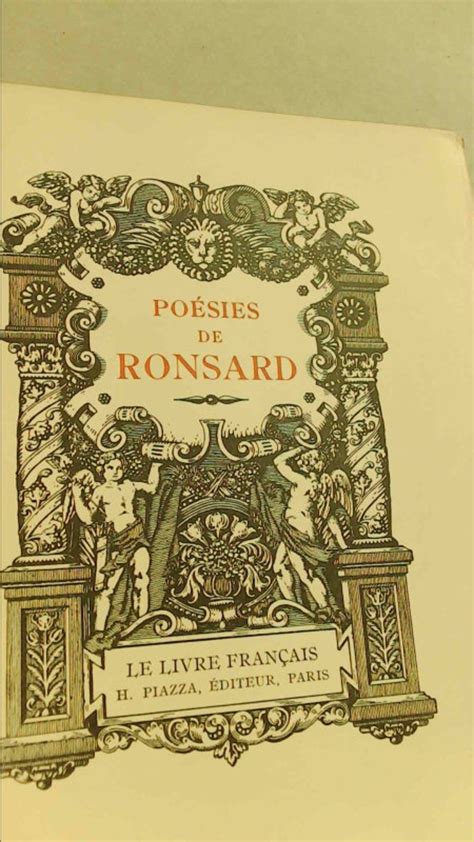 Poesies Choisies De Ronsard By Pierre De Ronsard Etsy