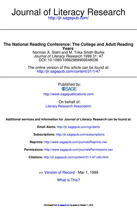 Pdf The National Reading Conference The College And Adult Reading Years