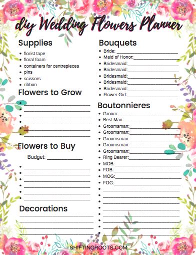 Wedding Flower Checklist Pdf Wedding Planning Checklist Template